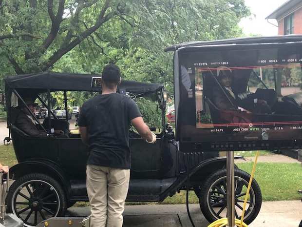 Behind the scenes: camera at the driver's window.