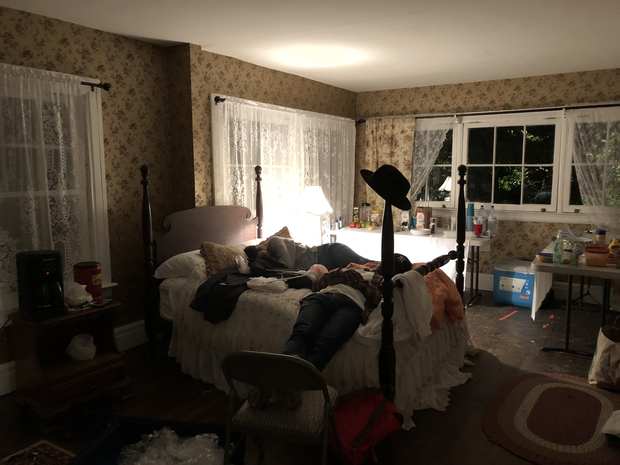 Behind the scenes: the set as the crew left it.
