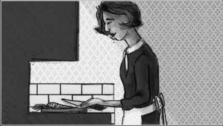 Storyboard, p.6: chopping carrots, singing.