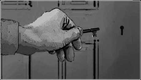 Storyboard, p.10: the key in his hand.
