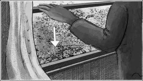 Storyboard, p.20: he checks the last latch.