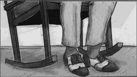 Storyboard, p.21: feet on the back step.