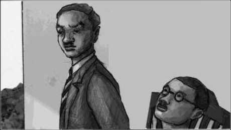 Storyboard, p.25: ossian stands over him.