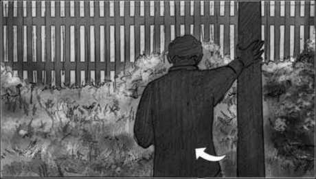 Storyboard, p.29: alone at the fence.