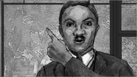 Storyboard, p.47: the argument turns.
