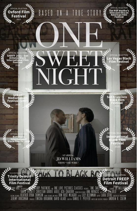 One Sweet Night film poster with festival laurels.