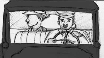 Storyboard shot 1A: joe mack drives him home.