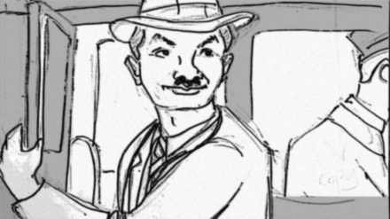 Storyboard shot 4A.2: good humor at the curb.
