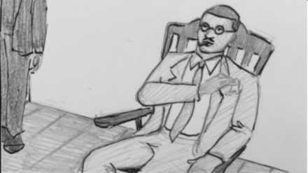 Storyboard shot 6D: he does not get up.